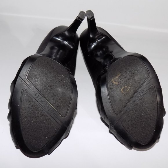 Nine West Women's Black Satin Open Toe Tracyo Heel - Picture 8 of 8